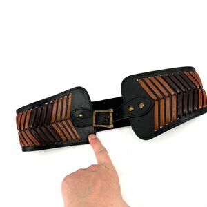 BP Brass Plum Vintage Woven Leatherette Belt Size S/M